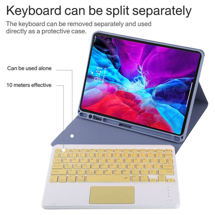 TG11BC Detachable Bluetooth Yellow Keyboard Microfiber Leather Tablet Case for iPad Pro 11 inch (...