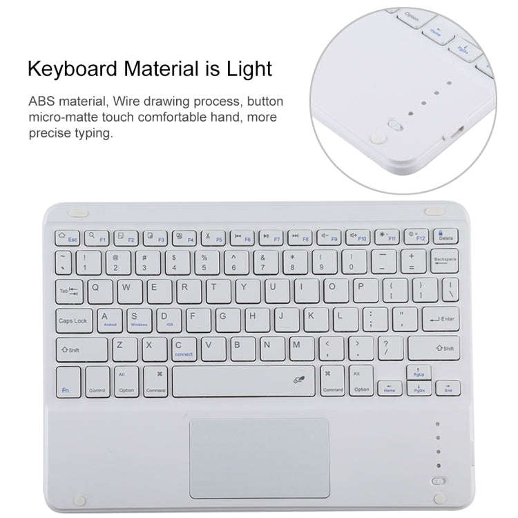 TG-102BC Detachable Bluetooth White Keyboard + Microfiber Leather Tablet Case for iPad 10.2 inch ...