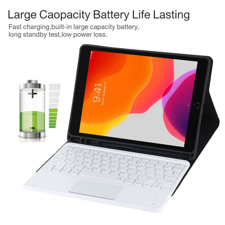 TG-102BC Detachable Bluetooth White Keyboard + Microfiber Leather Tablet Case for iPad 10.2 inch ...