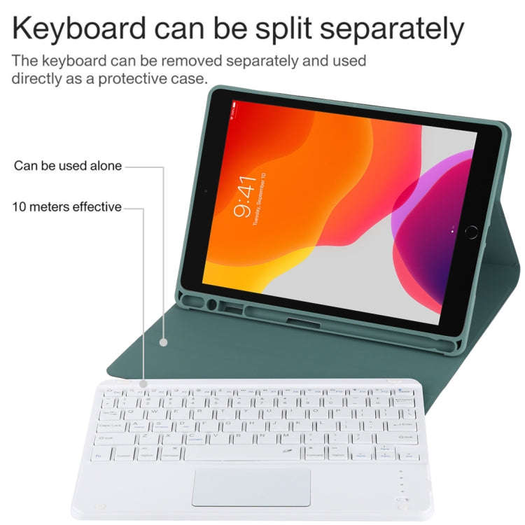 TG-102BC Detachable Bluetooth White Keyboard + Microfiber Leather Tablet Case for iPad 10.2 inch ...