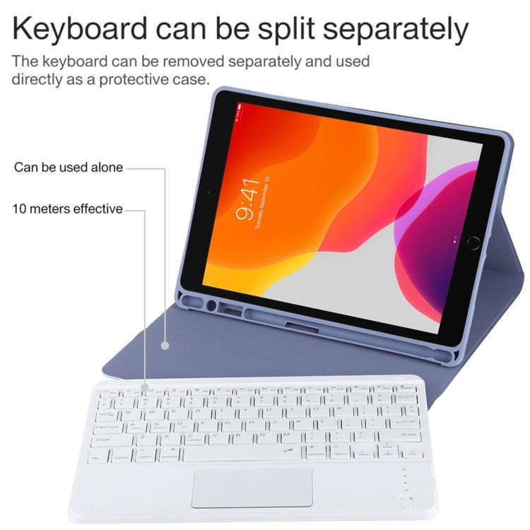 TG-102BC Detachable Bluetooth White Keyboard + Microfiber Leather Tablet Case for iPad 10.2 inch ...