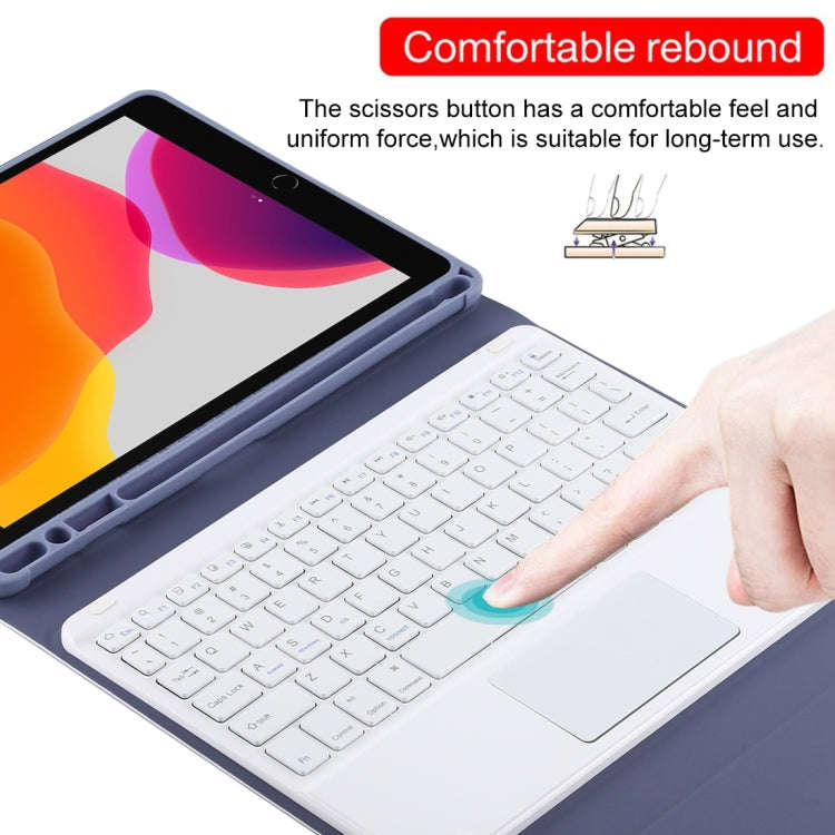 TG-102BC Detachable Bluetooth White Keyboard + Microfiber Leather Tablet Case for iPad 10.2 inch ...