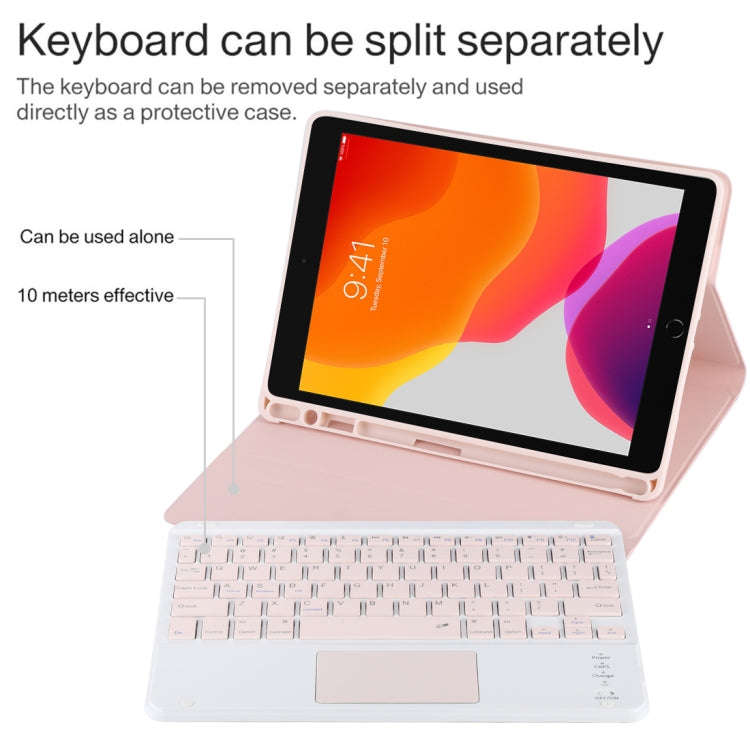 TG-102BC Detachable Bluetooth Pink Keyboard + Microfiber Leather Tablet Case for iPad 10.2 inch /...