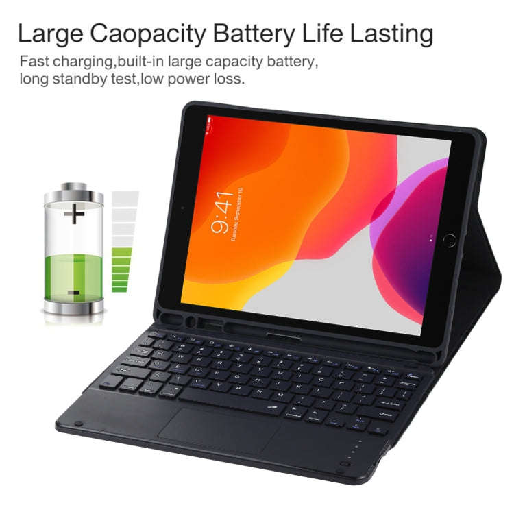 TG-102BC Detachable Bluetooth Black Keyboard + Microfiber Leather Tablet Case for iPad 10.2 inch ...