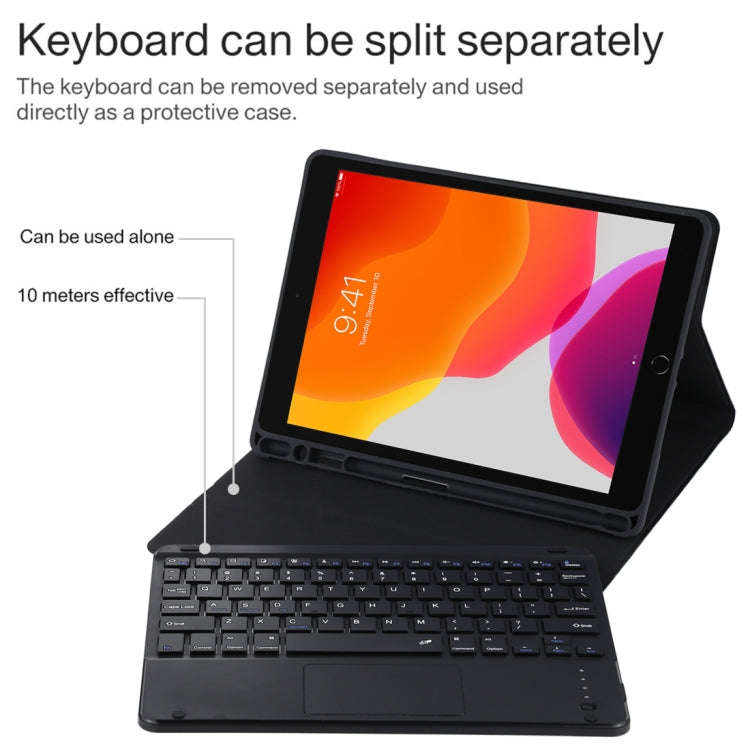 TG-102BC Detachable Bluetooth Black Keyboard + Microfiber Leather Tablet Case for iPad 10.2 inch ...
