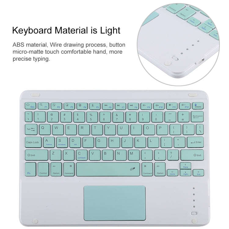 TG-102BC Detachable Bluetooth Green Keyboard + Microfiber Leather Tablet Case for iPad 10.2 inch ...