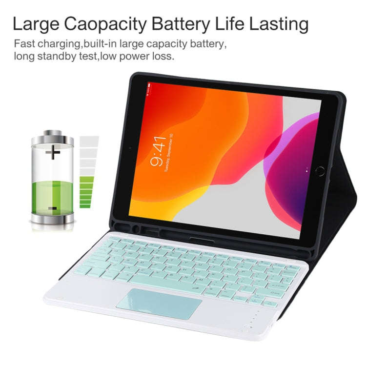 TG-102BC Detachable Bluetooth Green Keyboard + Microfiber Leather Tablet Case for iPad 10.2 inch ...
