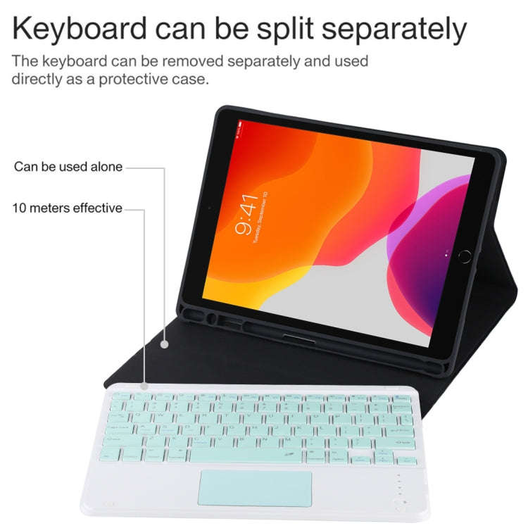 TG-102BC Detachable Bluetooth Green Keyboard + Microfiber Leather Tablet Case for iPad 10.2 inch ...