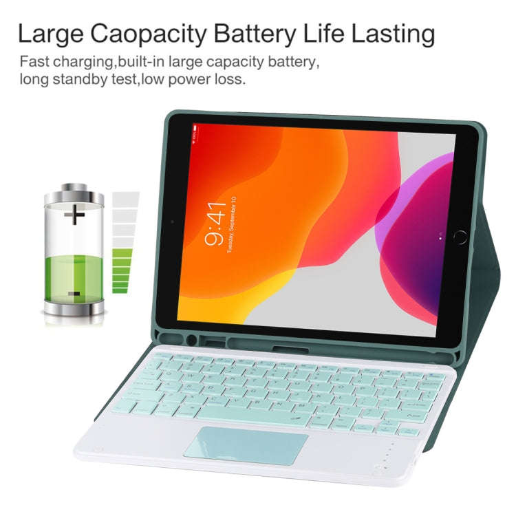 TG-102BC Detachable Bluetooth Green Keyboard + Microfiber Leather Tablet Case for iPad 10.2 inch ...