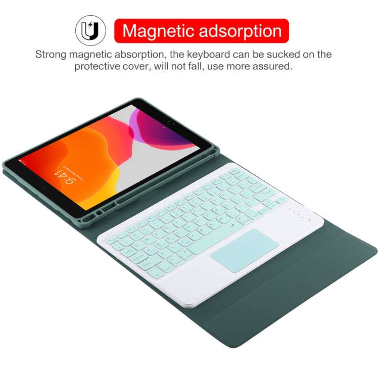 TG-102BC Detachable Bluetooth Green Keyboard + Microfiber Leather Tablet Case for iPad 10.2 inch ...