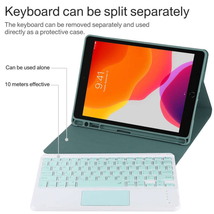 TG-102BC Detachable Bluetooth Green Keyboard + Microfiber Leather Tablet Case for iPad 10.2 inch ...