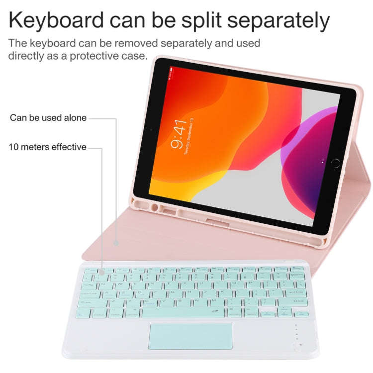 TG-102BC Detachable Bluetooth Green Keyboard + Microfiber Leather Tablet Case for iPad 10.2 inch ...