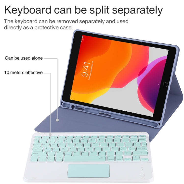 TG-102BC Detachable Bluetooth Green Keyboard + Microfiber Leather Tablet Case for iPad 10.2 inch ...
