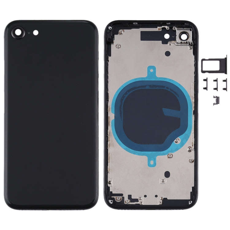 Battery Back Cover with Camera Lens Cover & SIM Card Tray & Side keys for iPhone SE 2020(Black)