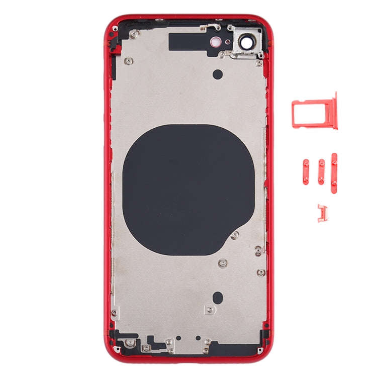 Battery Back Cover with Camera Lens Cover & SIM Card Tray & Side keys for iPhone SE 2020(Red)