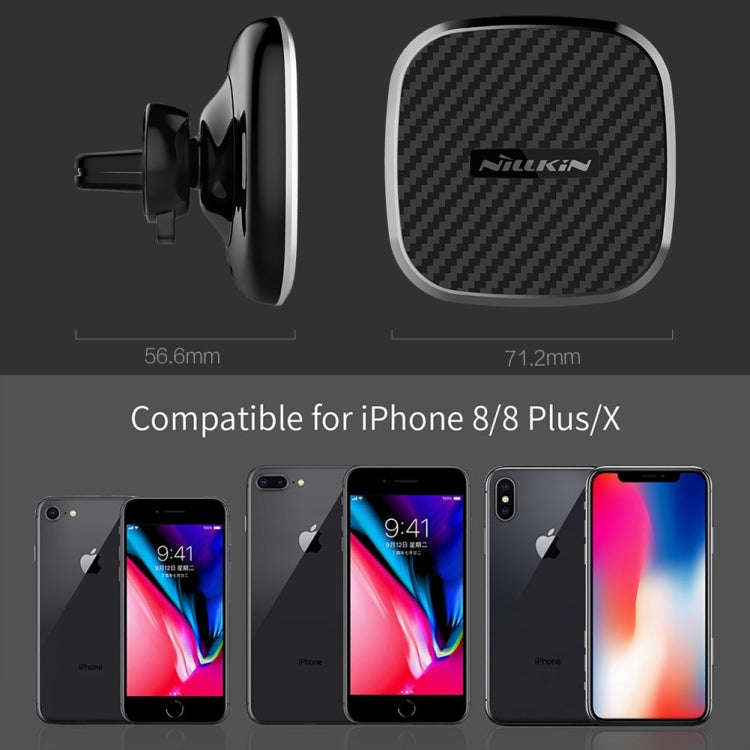 NILLKIN MC027 Car Air Outlet Vent Mount Clamp Holder 10W Fast Charging Qi Magnetic Wireless Charg...