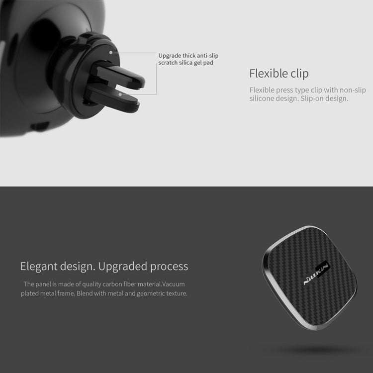 NILLKIN MC027 Car Air Outlet Vent Mount Clamp Holder 10W Fast Charging Qi Magnetic Wireless Charg...