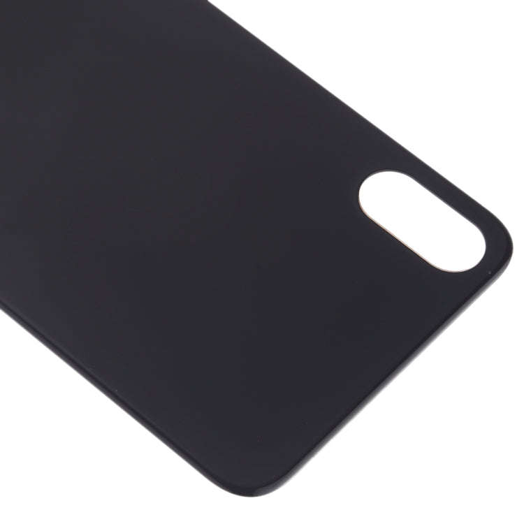 Easy Replacement Big Camera Hole Glass Back Battery Cover with Adhesive for iPhone X(Black)