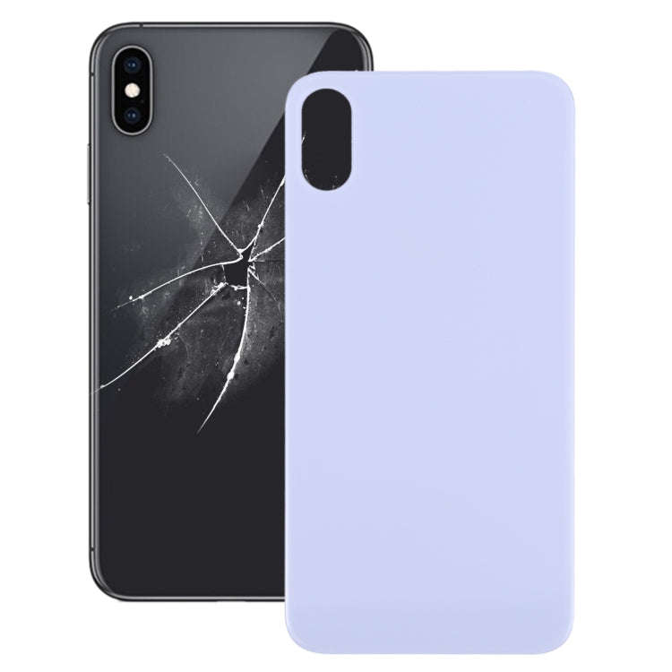 Easy Replacement Big Camera Hole Glass Back Battery Cover for iPhone X / XS(Purple)