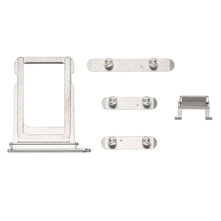 Card Tray + Volume Control Key + Power Button + Mute Switch Vibrator Key for iPhone X(Silver)