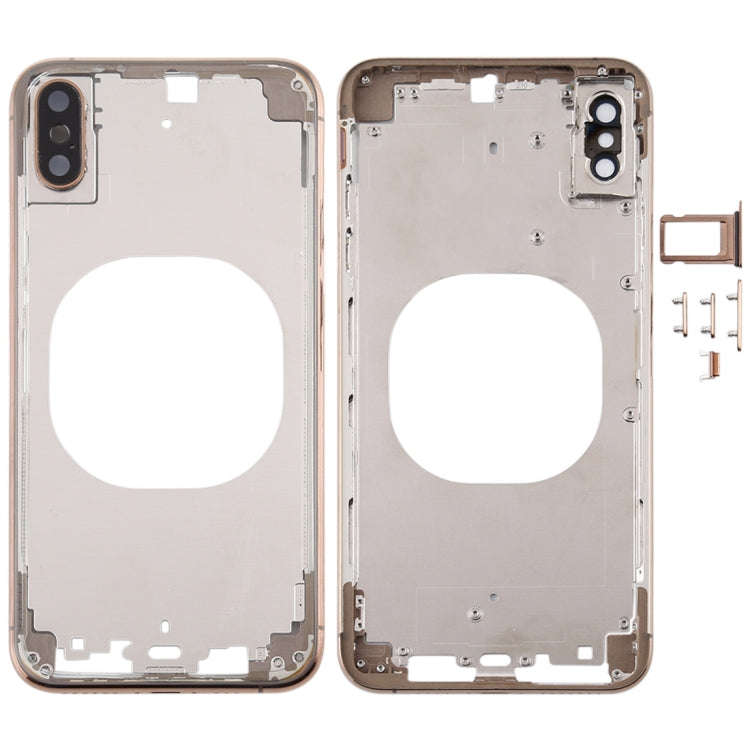 Transparent Back Cover with Camera Lens & SIM Card Tray & Side Keys for iPhone XS Max(Gold)