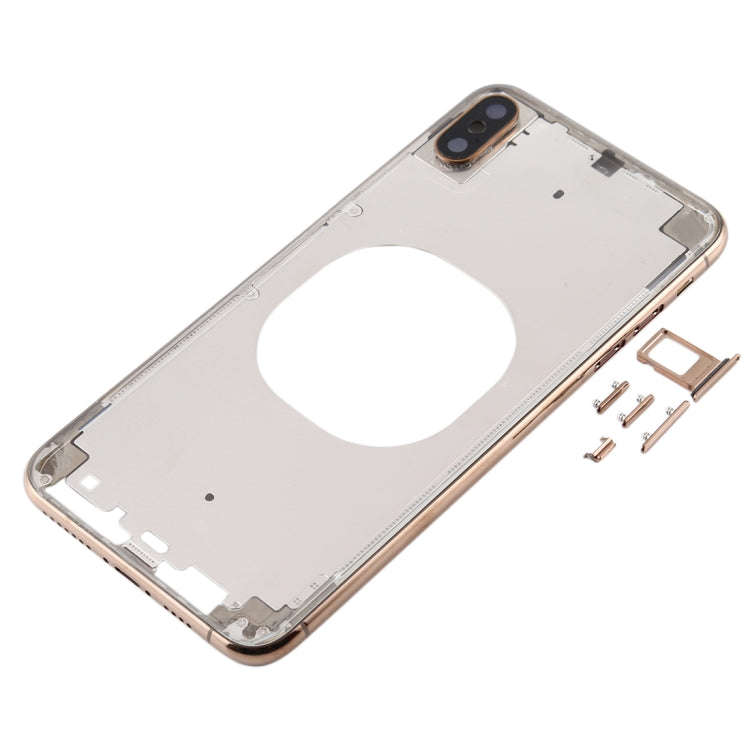 Transparent Back Cover with Camera Lens & SIM Card Tray & Side Keys for iPhone XS Max(Gold)