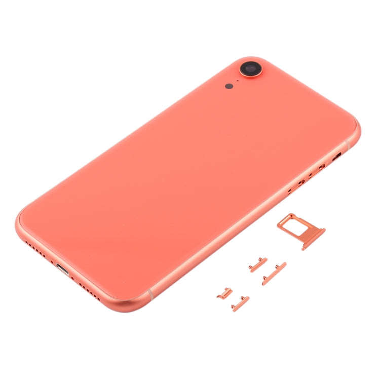 Back Housing Cover with Camera Lens & SIM Card Tray & Side Keys for iPhone XR(Coral)