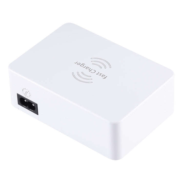WLX-818F 6 in 1 10W QC3.0 Wireless Charging + USB-C / Type-C + 4 USB Ports Charger with Smart LCD...