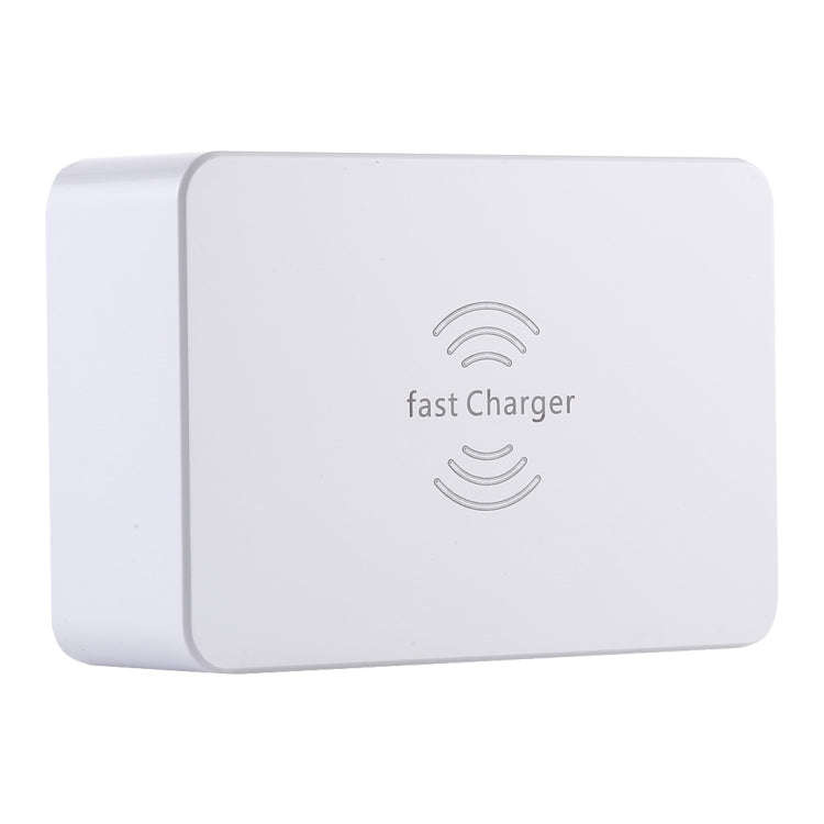 WLX-818F 6 in 1 10W QC3.0 Wireless Charging + USB-C / Type-C + 4 USB Ports Charger with Smart LCD...