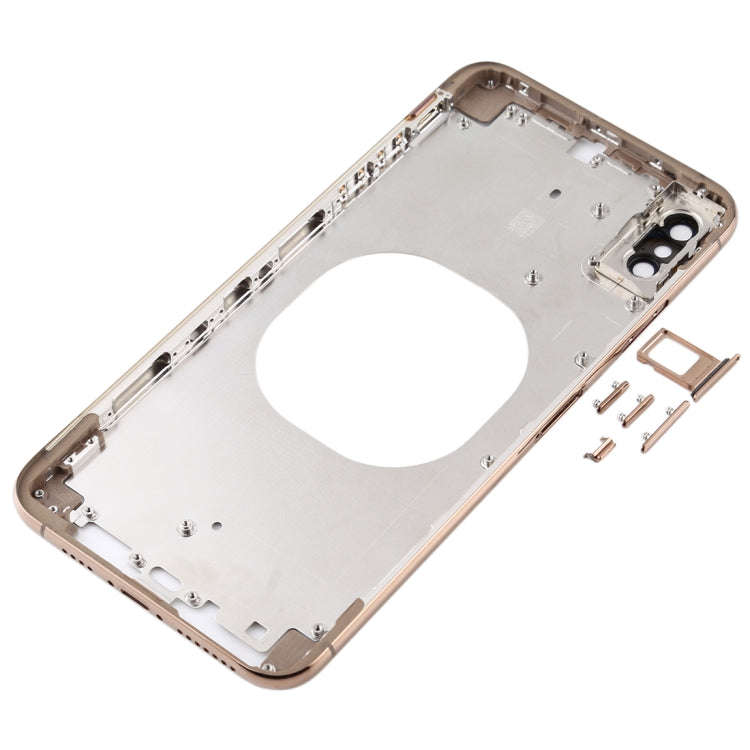 Transparent Back Cover with Camera Lens & SIM Card Tray & Side Keys for iPhone XS(Gold)