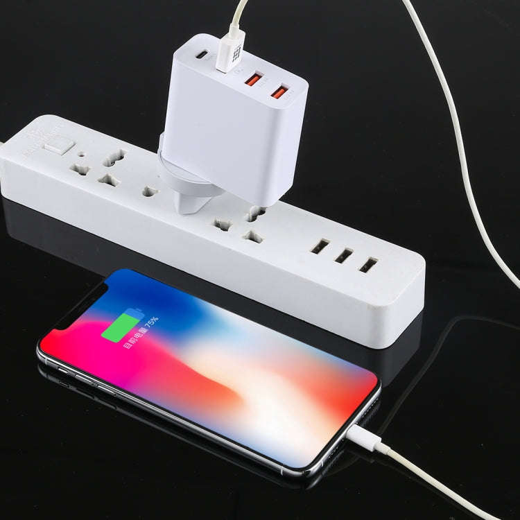 A3P 3A Max Output USB-C / Type-C + QC3.0 + Dual USB 4 Ports Wall Travel Charger, EU Plug