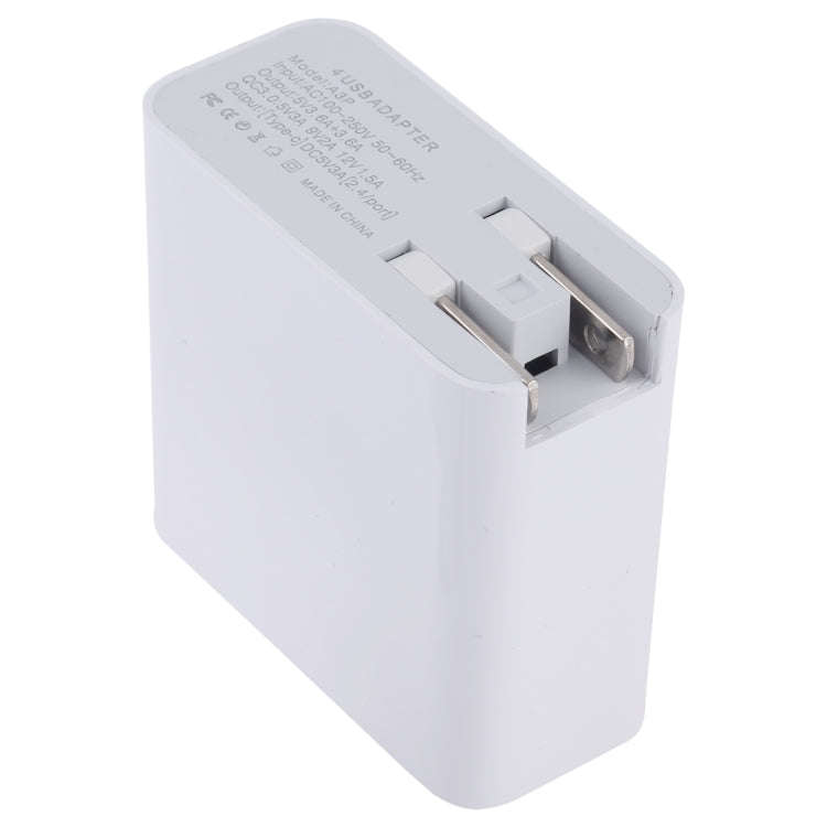 A3P 3A Max Output USB-C / Type-C + QC3.0 + Dual USB 4 Ports Wall Travel Charger, US Plug