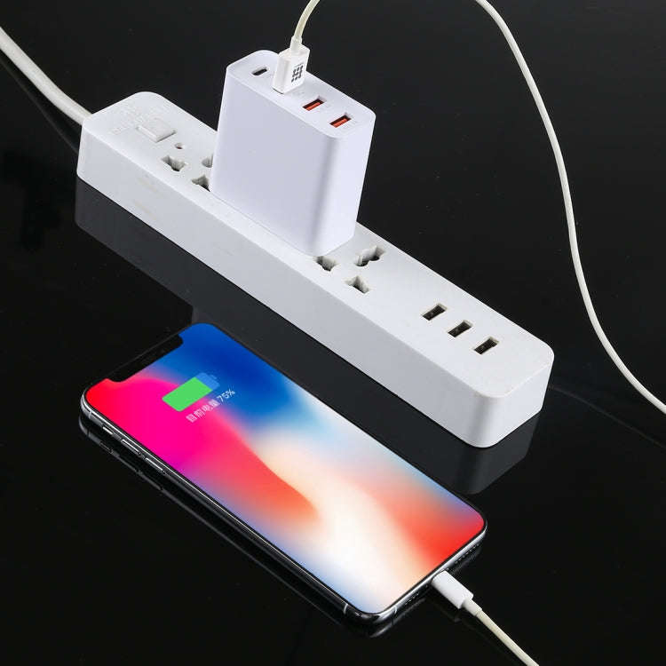 A3P 3A Max Output USB-C / Type-C + QC3.0 + Dual USB 4 Ports Wall Travel Charger, US Plug