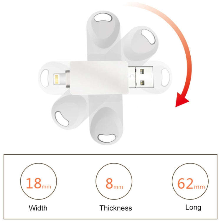 S29 3 in 1 64GB Micro USB + USB + 8 Pin Interface Metal Twister Flash Disk(Silver)
