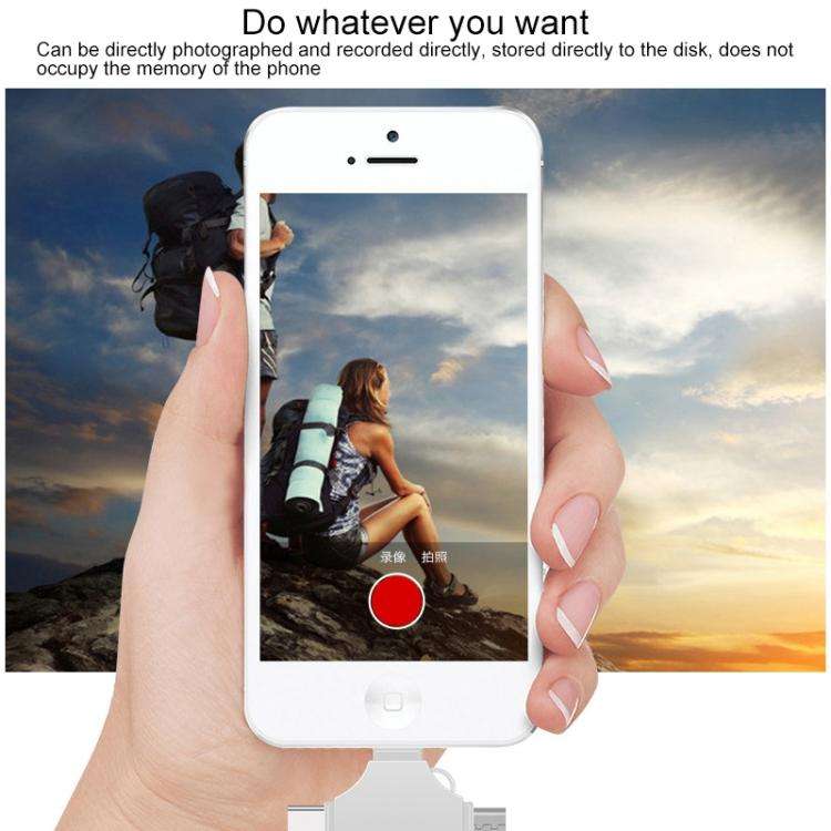 Cross 4 in 1 32GB 8 Pin + Micro USB + USB-C / Type-C + USB 3.0 Metal Flash Disk(Silver)