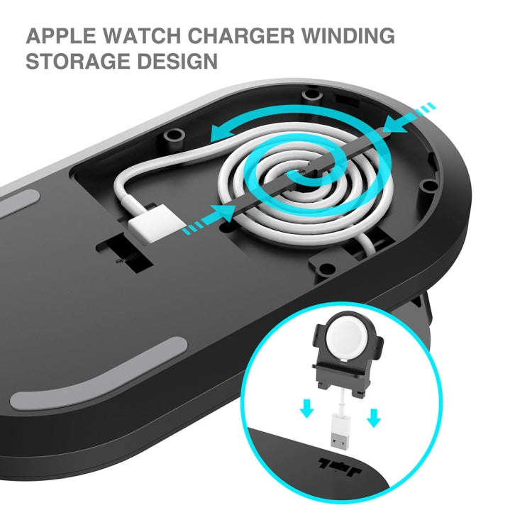 A04 3 in 1 Multi-function Qi Standard Wireless Charger for Mobile Phones & iWatch & AirPods (Black)