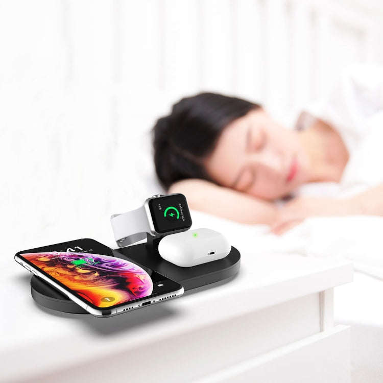 A04 3 in 1 Multi-function Qi Standard Wireless Charger for Mobile Phones & iWatch & AirPods (Black)