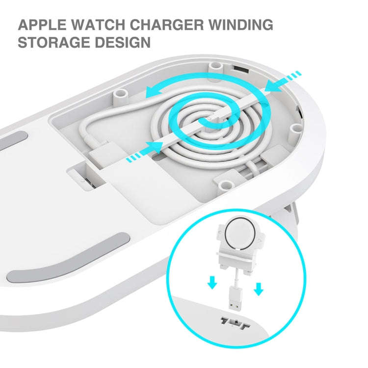 A04 3 in 1 Multi-function Qi Standard Wireless Charger for Mobile Phones & iWatch & AirPods (White)