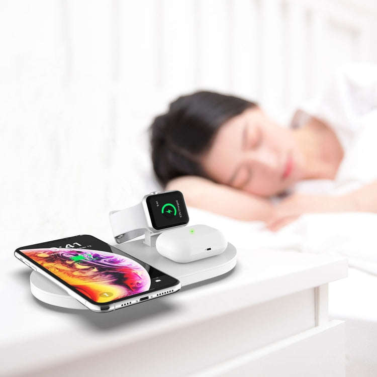 A04 3 in 1 Multi-function Qi Standard Wireless Charger for Mobile Phones & iWatch & AirPods (White)