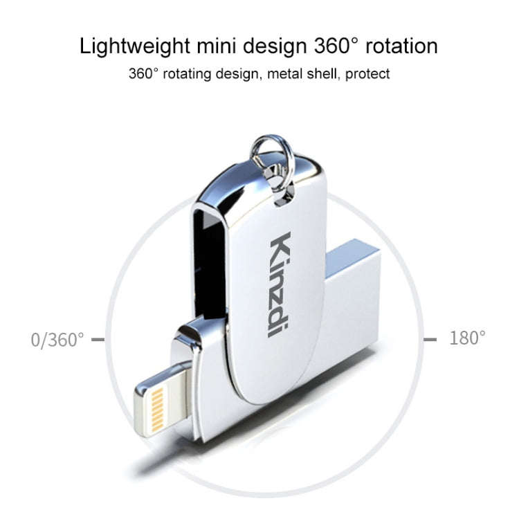Kinzdi 32GB USB + 8 Pin Interface Metal Twister Flash U Disk (Silver)