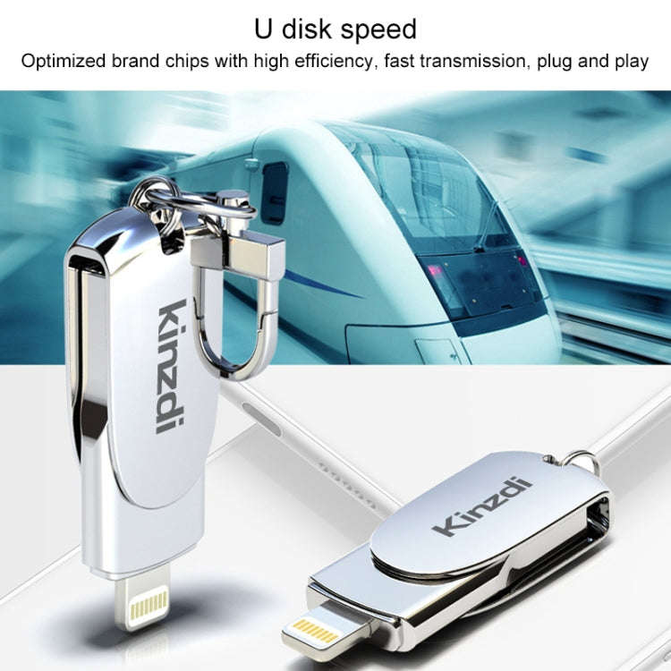 Kinzdi 32GB USB + 8 Pin Interface Metal Twister Flash U Disk (Silver)