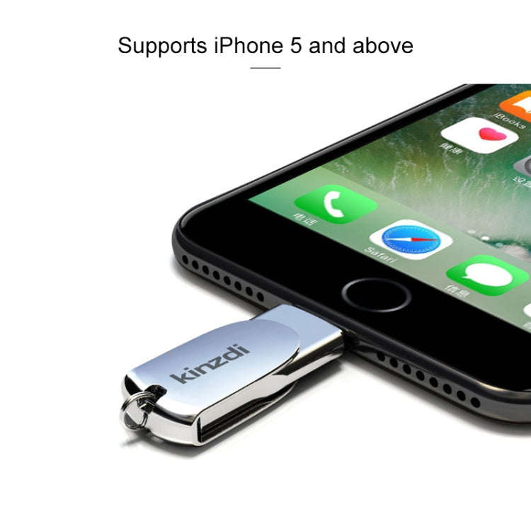 Kinzdi 32GB USB + 8 Pin Interface Metal Twister Flash U Disk (Silver)