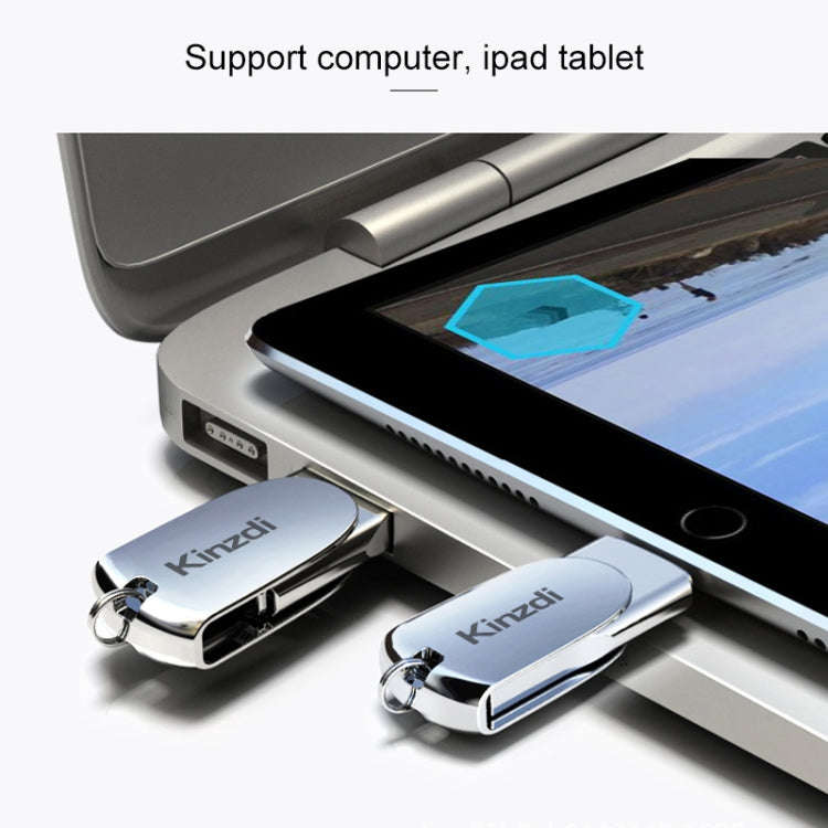 Kinzdi 32GB USB + 8 Pin Interface Metal Twister Flash U Disk (Silver)