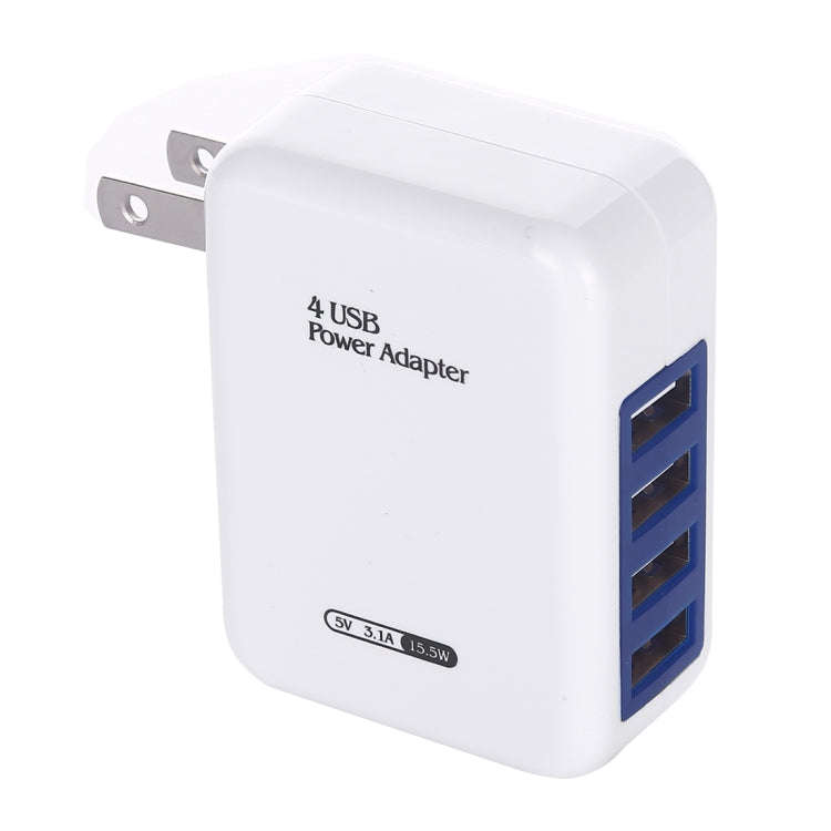 HT-CD03 15.5W 5V 3.1A 4-Port USB Wall Charger Travel Charger, US Plug