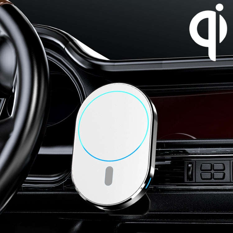 JJT-968 15W Max Output Magnetic Car Air Outlet Bracket Wireless Charger(White)