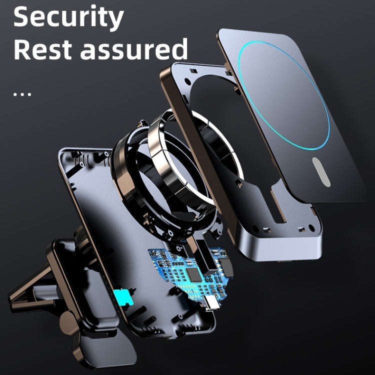 JJT-969 15W Max Output Magnetic Car Air Outlet Bracket Wireless Charger(Blue)