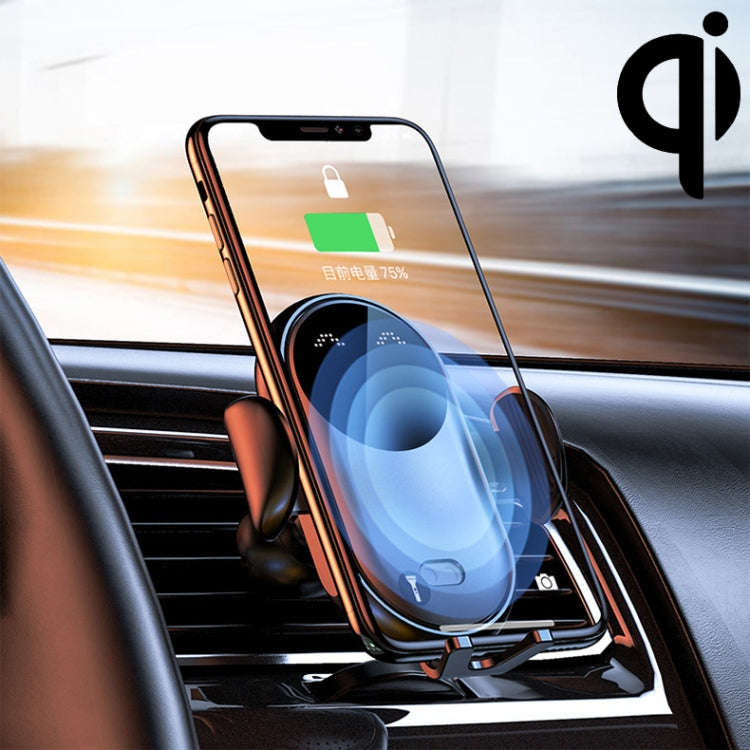 K10 15W Max Output Infrared Sensor Car Air Outlet Bracket Wireless Charger(Black)