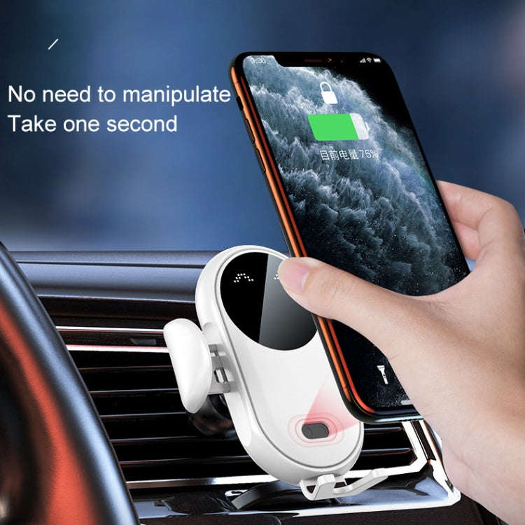 K10 15W Max Output Infrared Sensor Car Air Outlet Bracket Wireless Charger(White)