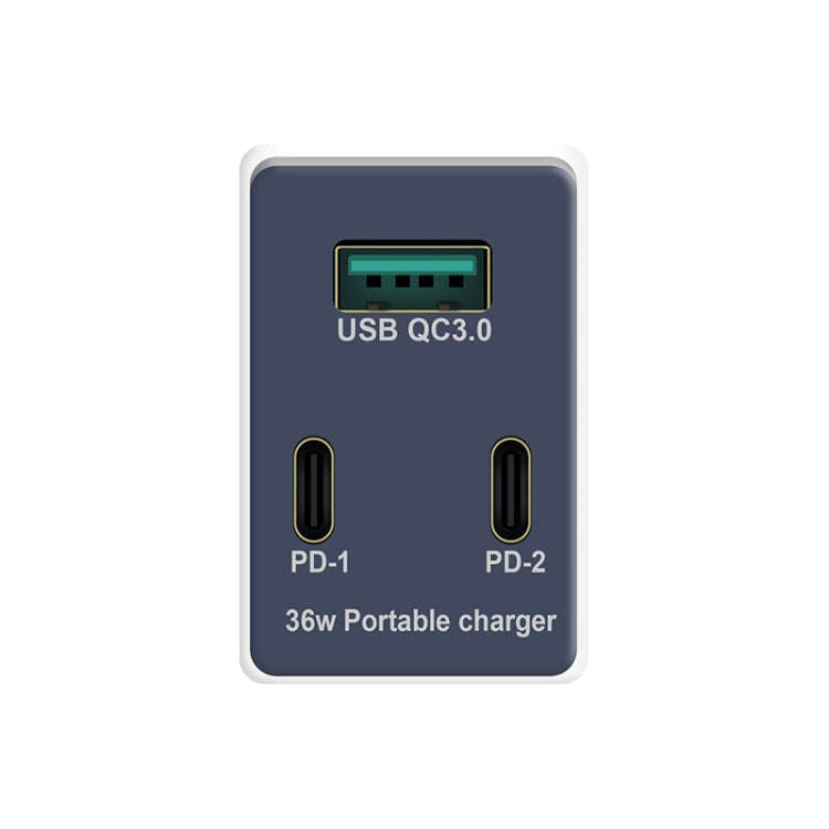 WLX-X3 36W 90 Degrees Foldable Pin Portable Multi-function USB Charger, US Plug