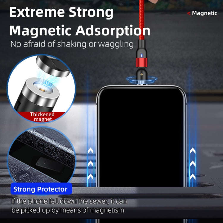 1m 2A Output USB to 8 Pin Nylon Braided Rotate Magnetic Charging Cable(Black)